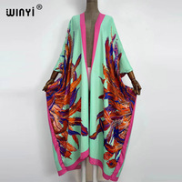 WINYI 2022 Oversized Beach Kimono With Sashes Bohemian Vintage Slim Sexy Long Cardigan Women Big Sleeve sukienka Fringe Cover-Up