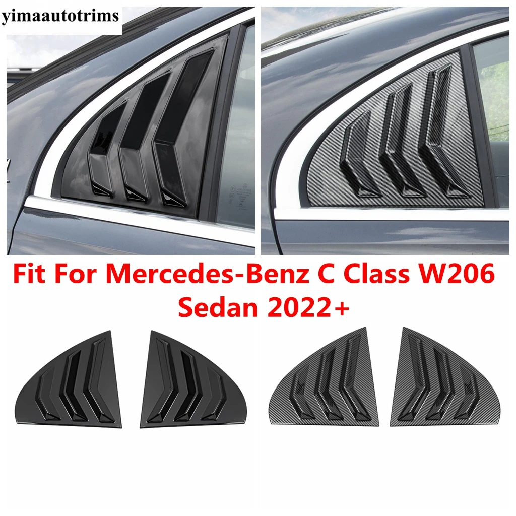 

Rear Window Shutter Louver Side Vent Panel Cover Trim For Benz C Class W206 Sedan 2022 - 2024 Carbon Fiber / Black Accessories