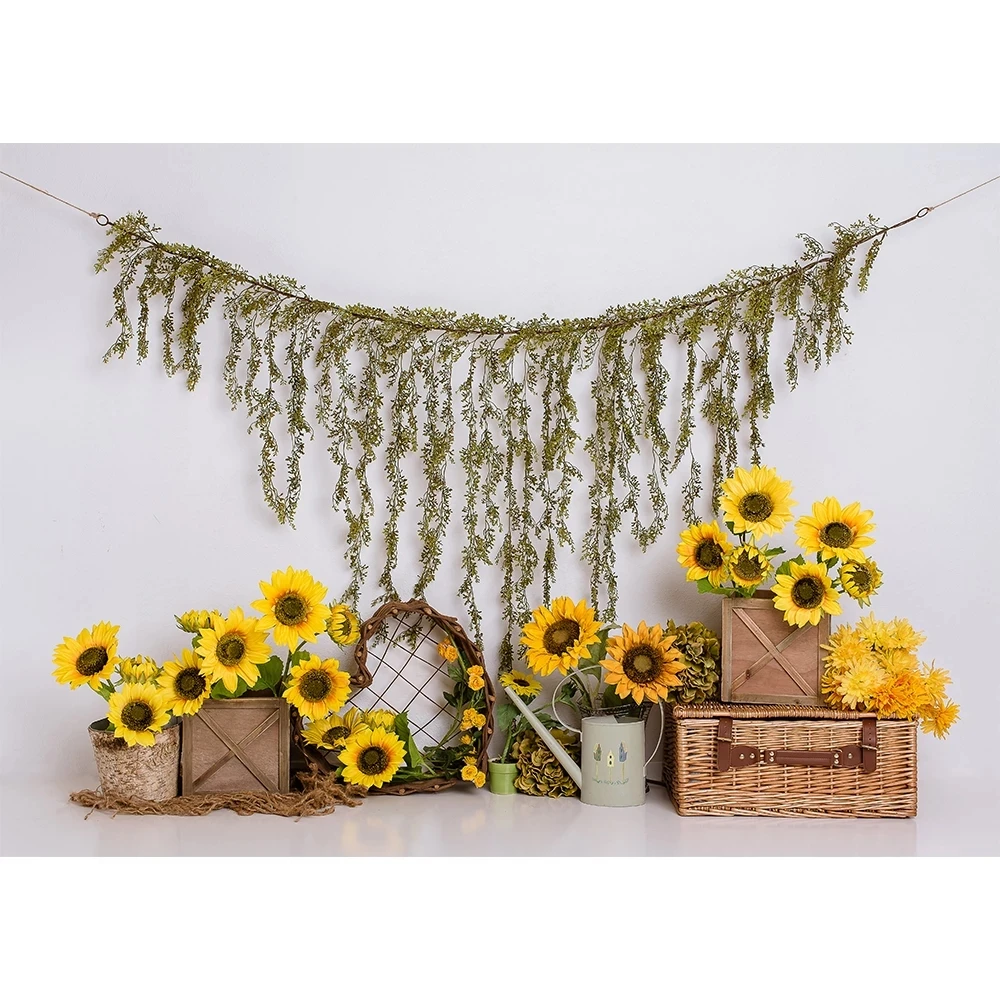 Funnytree 스매시 케이크 어린이 초상화 배경, 사진 실내 봄 해바라기 베이비 샤워 Photocall Photobooth 장식