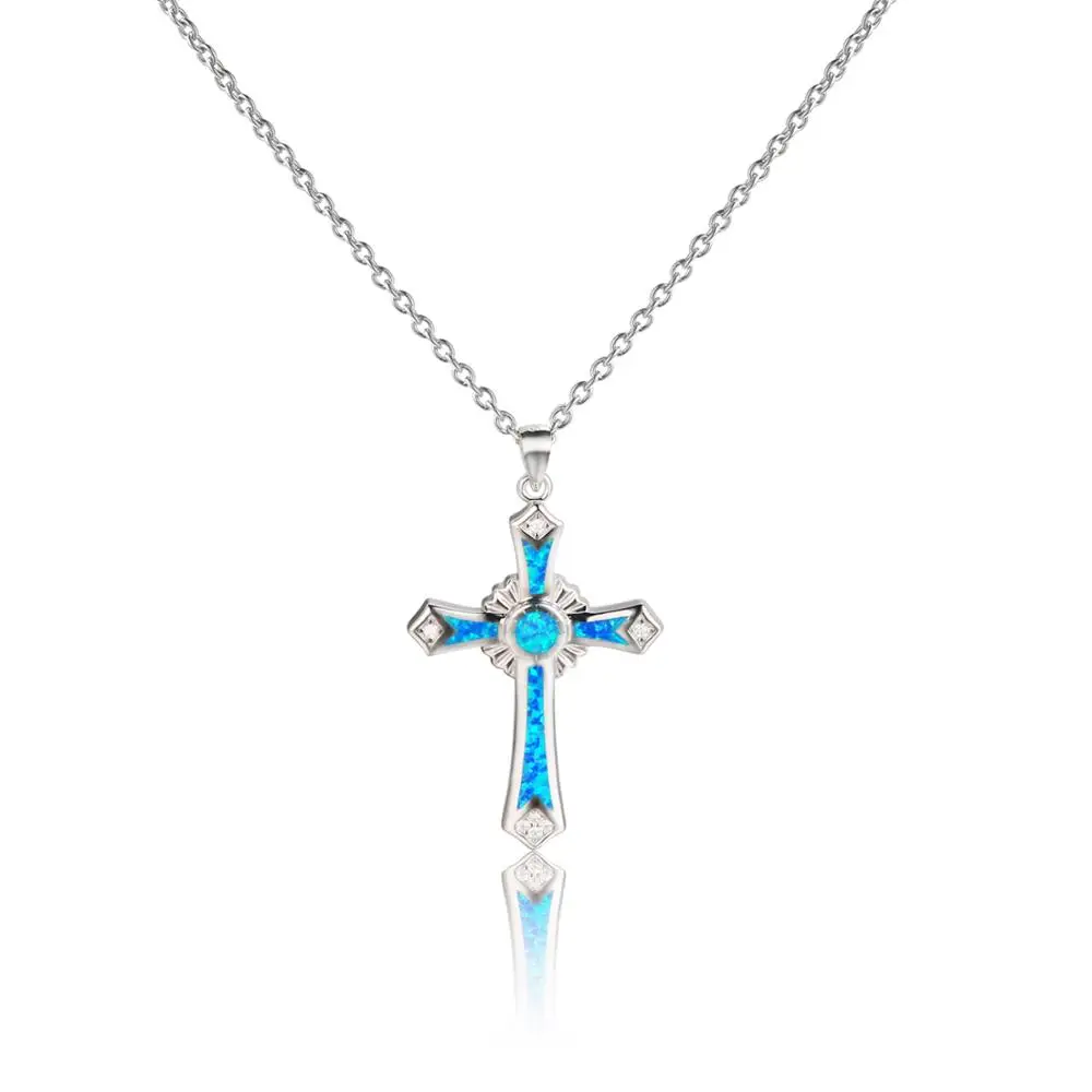 

Pure Sterling Silver Color Hip Hop Long Chain Necklace Jewelry for Women Men Opal Cross Dolphin Pendant Gothic Style