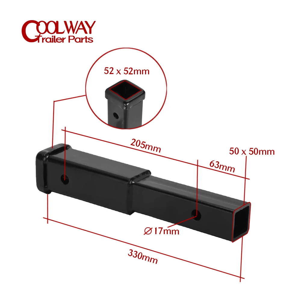 Trailer Hitch Extension with 2 Inch Towing Receiver Tube Extender Extend 330mm RV Parts Camper Caravan Motorhome Accessories