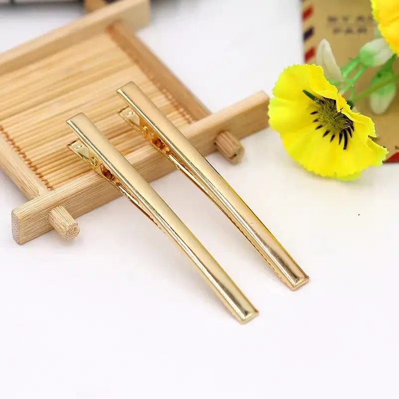 

50 X Gold Flat Metal Single Prong Alligator Hair Clips Barrette Hairpins For Bows DIY Accessories Hairdressing Tools