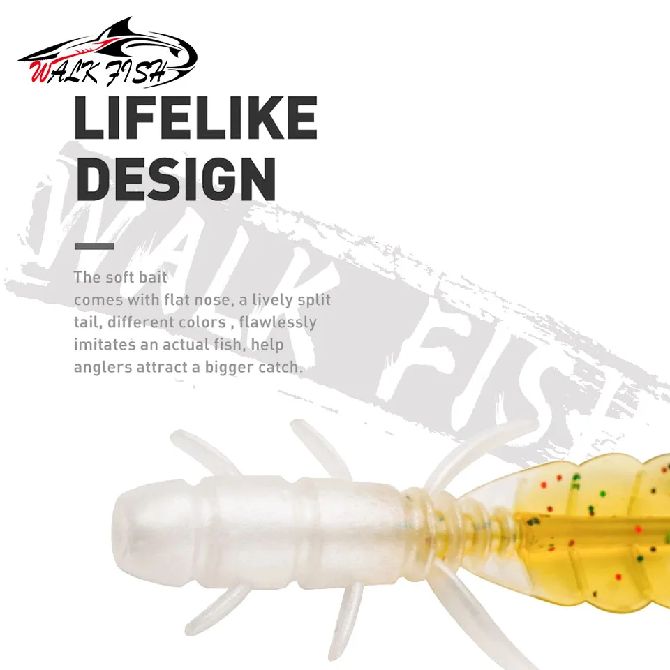 WALK FISH 부드러운 송어 루어 실리콘 미끼, 워블러 스윔베이트 페스카 인공 벌레 미끼, 75mm 1.3g, 5 개