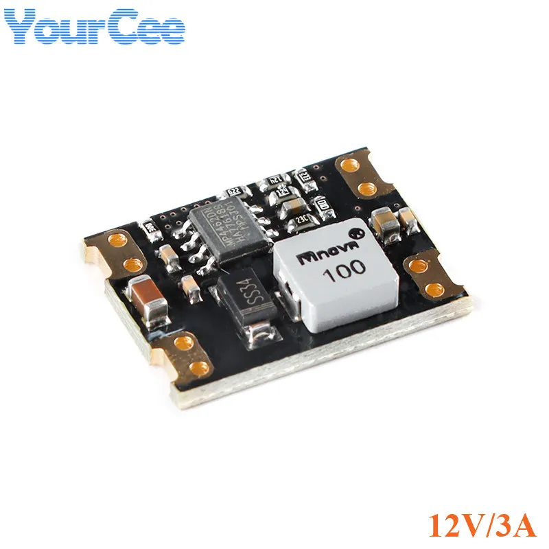 2pcs/1pc Mini DC-DC Step Down Buck Converter Board 10V to 36V Input to 3.3V/5V/12V 3A 8W High Power Supply PCB AJ39