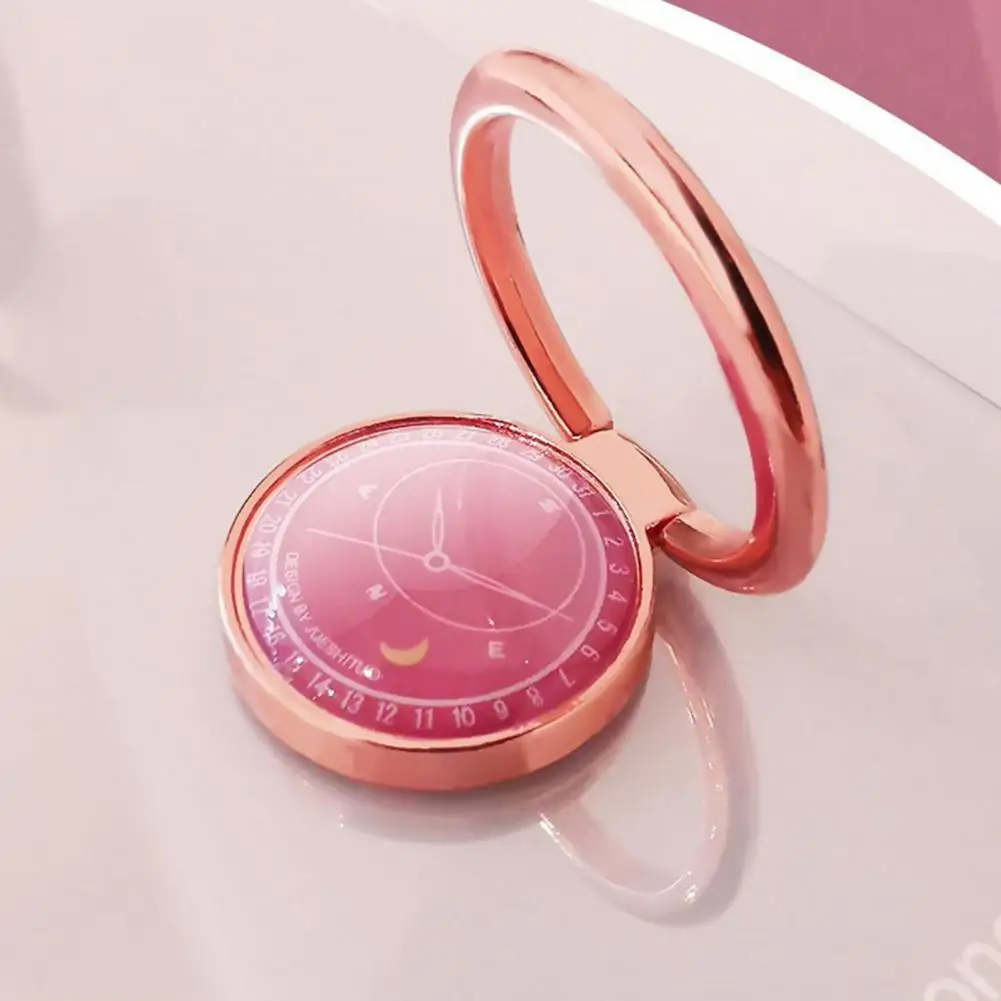 Finger Ring Holder Clock Shape 360 Degree Rotation Mini Metal Universal Mount Bracket for Mobile Phone