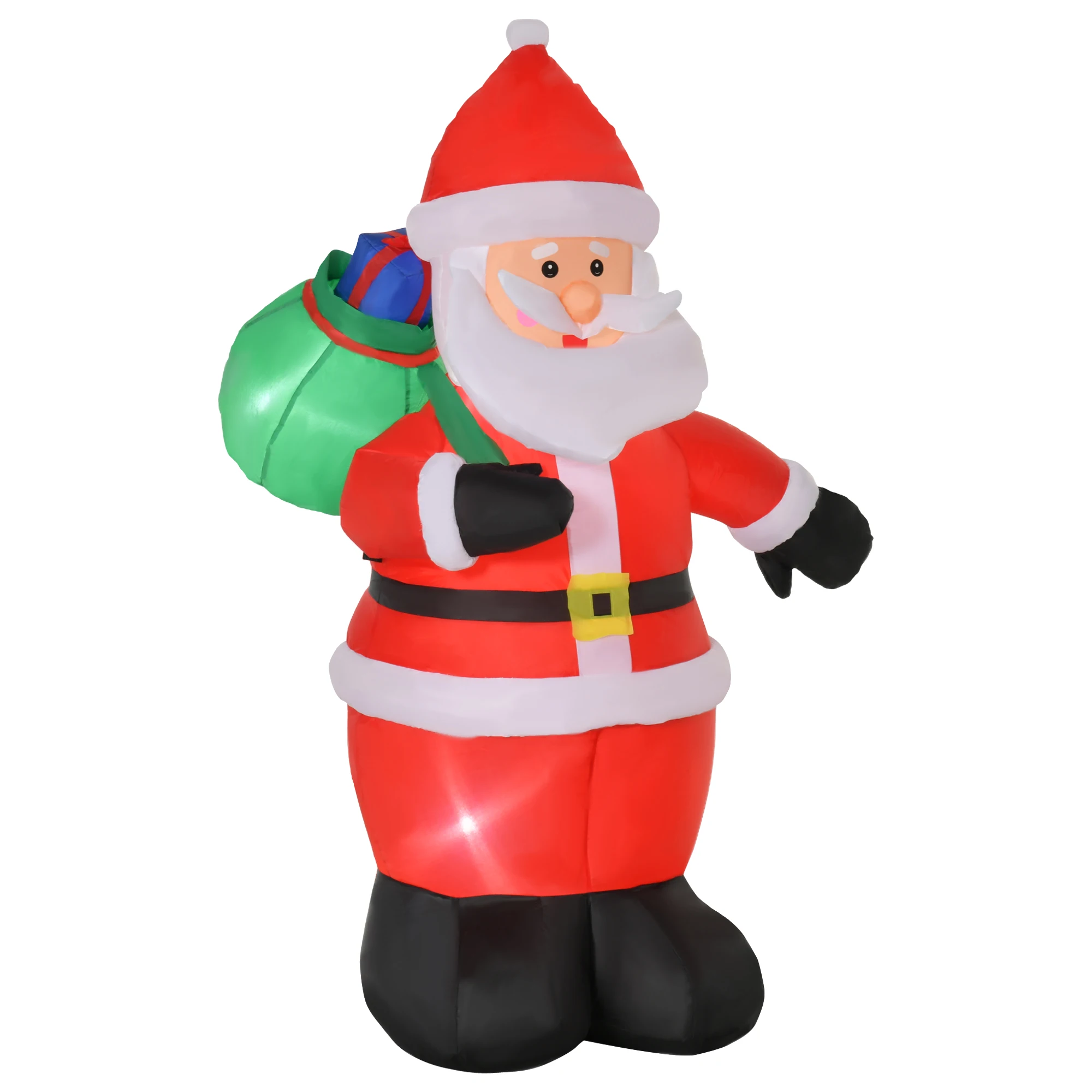 HOMCOM Inflatable Santa with Sack of Gifts with LED Lights and Electric Inflator Christmas Decoration 110x95x150 cm Multicolor