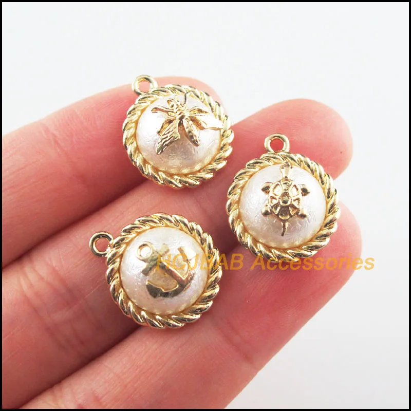 New 8 Bees Tortoise Anchor on White Beads For Diy Jewelry Make Recognition Accessories Gold Plated