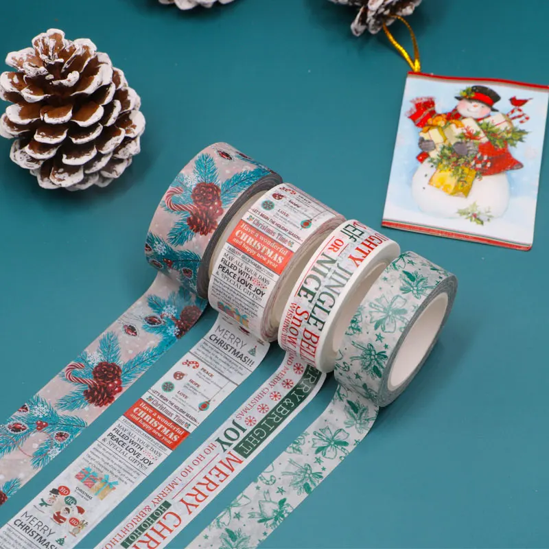 Merry Christmas kawaii foil Masking Washi Tape Decorative Adhesive Tape Decora Diy Scrapbooking Sticker Label Stationery