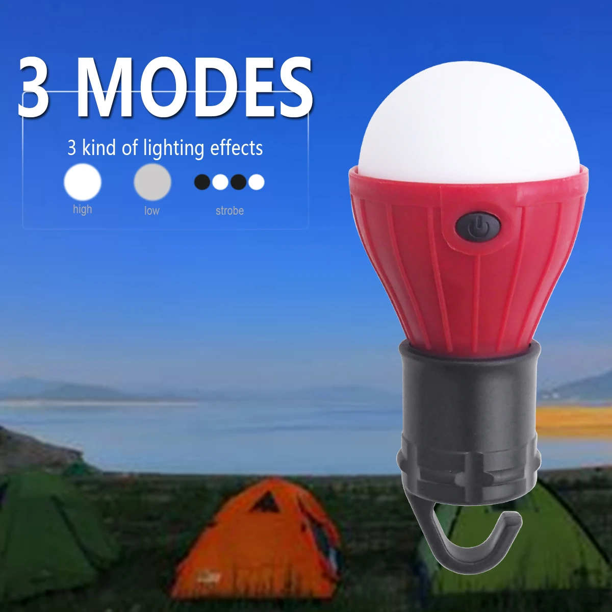 LED Tent Lamp Camping Light Portable LED Lantern Emergency Light Bulb Battery Operated 3 Mode Night Light for Backpacking Hiking