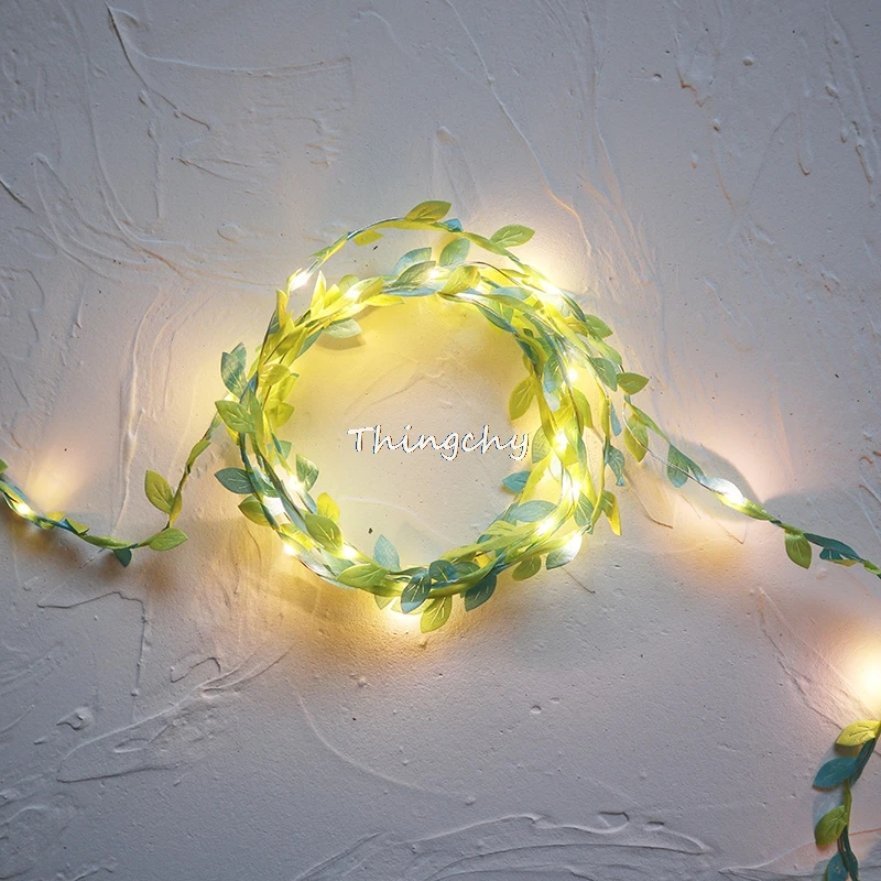 tiny leaves Gradient Twin color fairy light led copper wire string lights for Wedding forest Table  home party Decoration