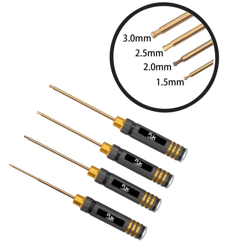 4Pcs RJX Hex Ball Tip 1.5 2.0 2.5 3.0mm Screw Driver Pin for FPV RC Models Car Boat Airplane