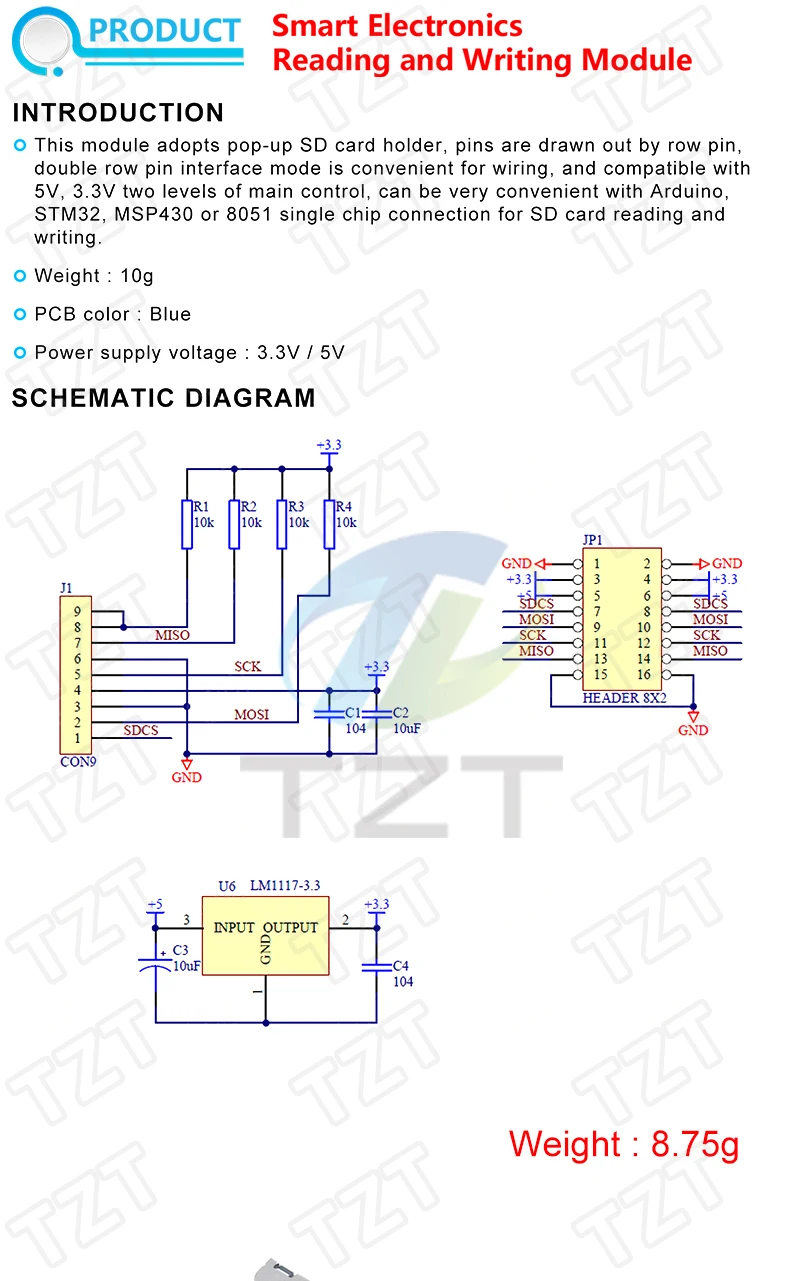 D1 Mini TF-Kartenmodul Micro SD Speichererweiterungsplatine Mini Micro SD TF-Karte Memory Shield Modul mit Pins für Arduino ARM AVR – Detail 7