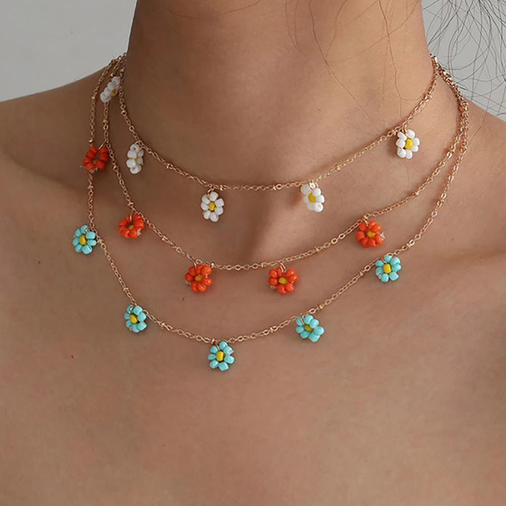 Salircon-gargantilla de flores coreanas para mujer, collar de cadena de clavícula acrílica Bohemia, collares cortos, joyería de moda, tendencia 2020