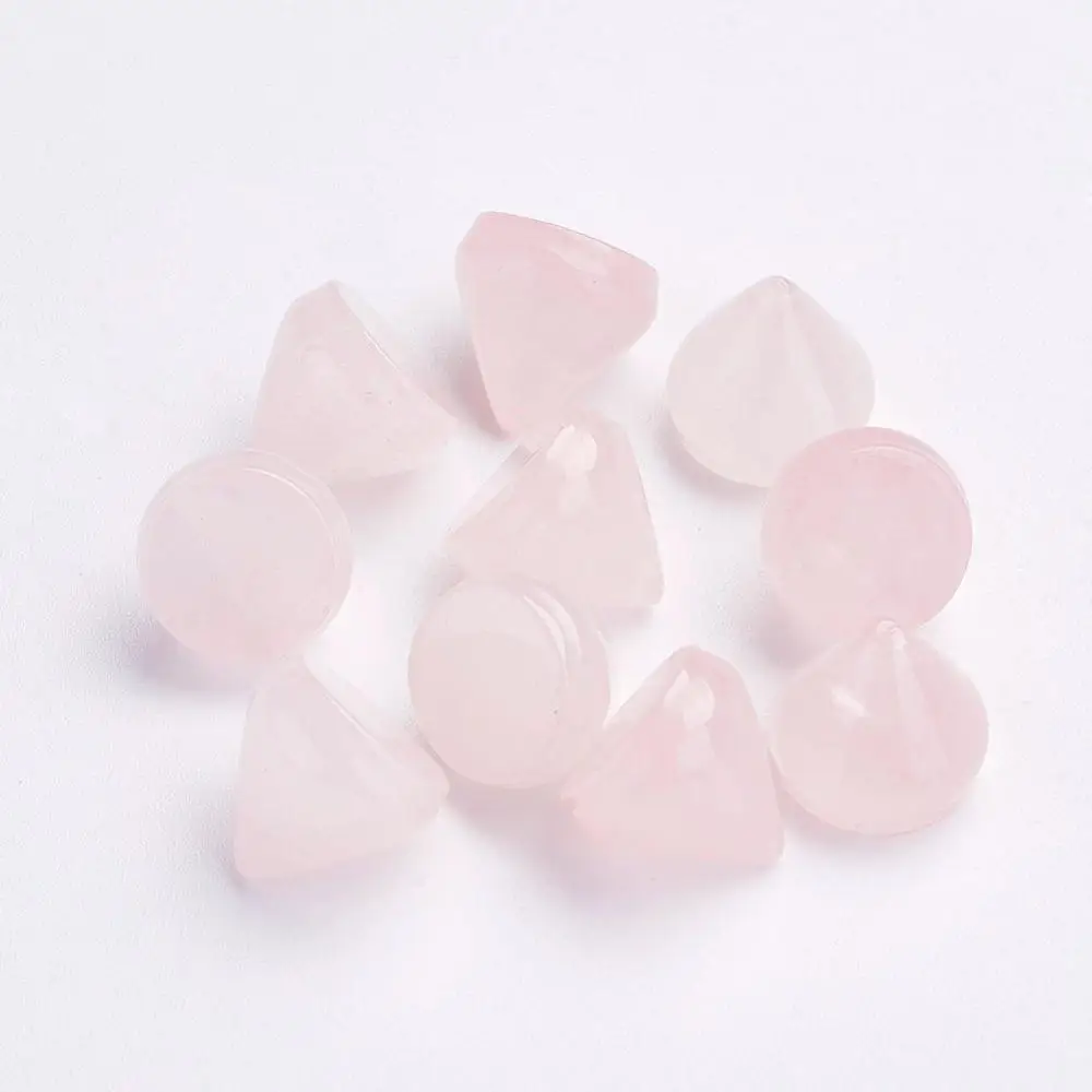 

20pcs Natural Quartz Crystal Rose Quartz Cone Cabochons Jewelry Findings for DIY, 10x10mm