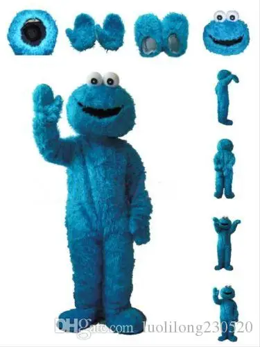 Hot Sale Sesame Street Cookie Monster Mascot Costume Fancy Party Dress Suit costumes free shipping