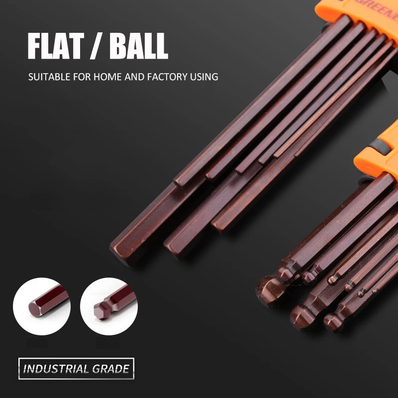 육각 렌치 세트 스크루 드라이버 유니버설 알렌 키 1.5mm-10mm 9PCS 더블 엔드 L 타입 육각 플랫 볼 스패너 미터법 핸드 툴