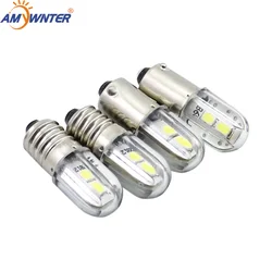 Ampoule d'indicateur de voiture LED, E10, Ba9s, T4W, H21W, 6.3V, 12V, 24V, 48V, 60V, 110V, 230V, 1W, 2835, 4, SMD, vente en gros, 5 pièces