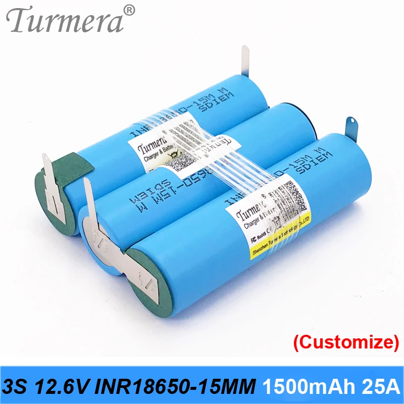 INR18650-15MM 1500mah 25A 3S 12.6V 4S 16.8V 5S 18V akumulator prąd rozładowania dla Shura śrubokręt baterii (dostosuj)