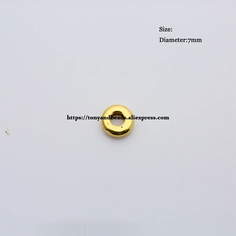 (50 Stück / Los!) Europäischer Spacer-Charm-Verbinder, Crimp-Endperlen aus Legierung in Antikgoldfarbe, geeignet für die Armbandherstellung. – Detail 28