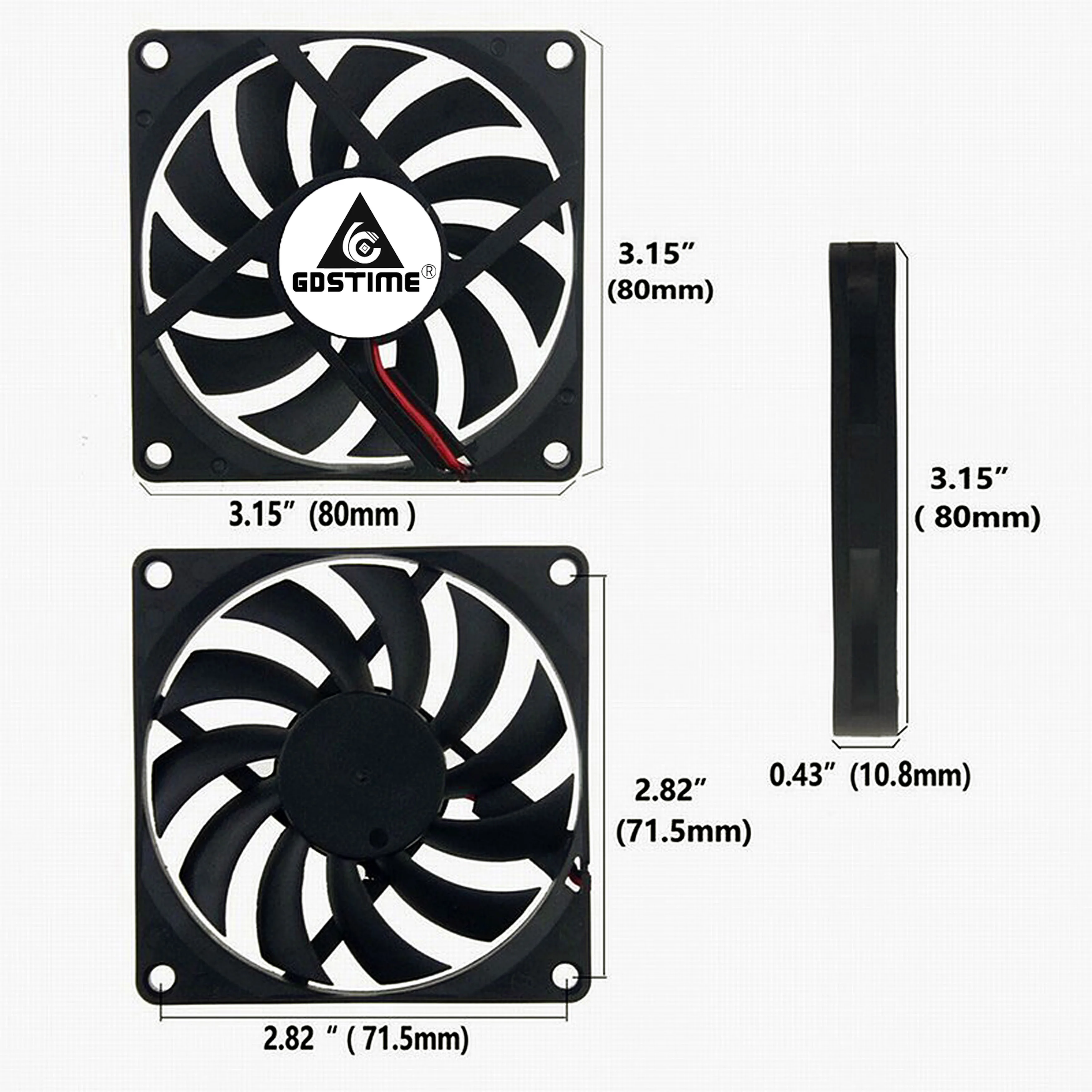 Imagem -05 - Gdstime 24v 80 mm 80 mm x mm x 10 80 mm Centímetros 8010 Caixa do Computador Ventilador de Refrigeração sem Escova da cc Axial Dissipador Cpu Cooler Fan 20 Peças Lote