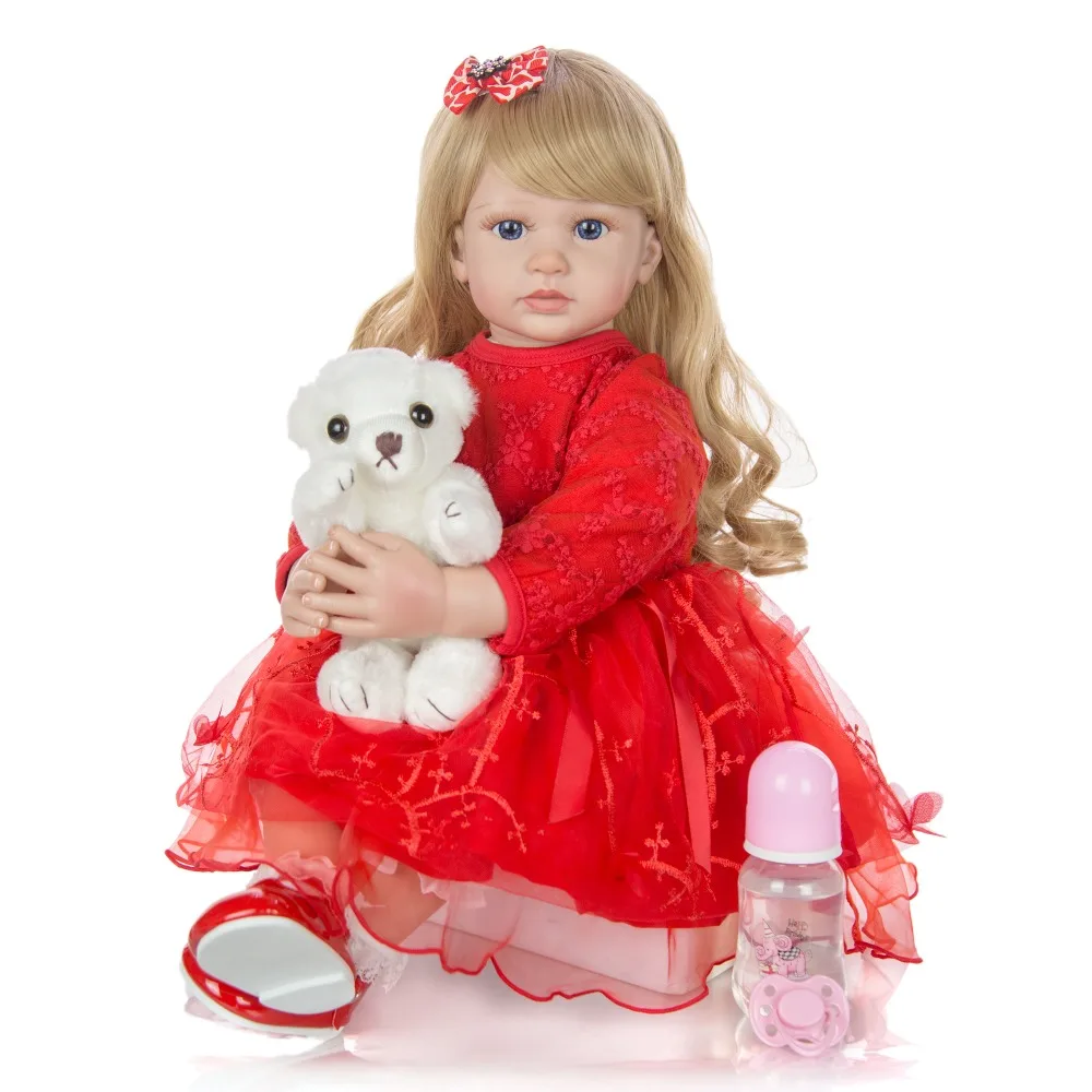 

bebes doll 24 Inch Elegant Reborn Baby Girl Doll 60 cm Soft Vinyl Cloth Body Princess Doll Lifelike Boneca Reborn Kids Playmate