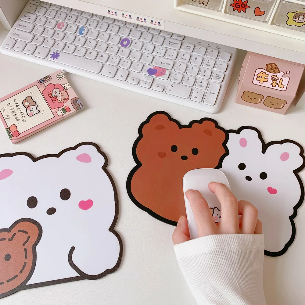 DATA FROG Kawaii Bear Antiskid Waterproof Desk Mat Mouse Pad Computer Accessories School Office Stationery