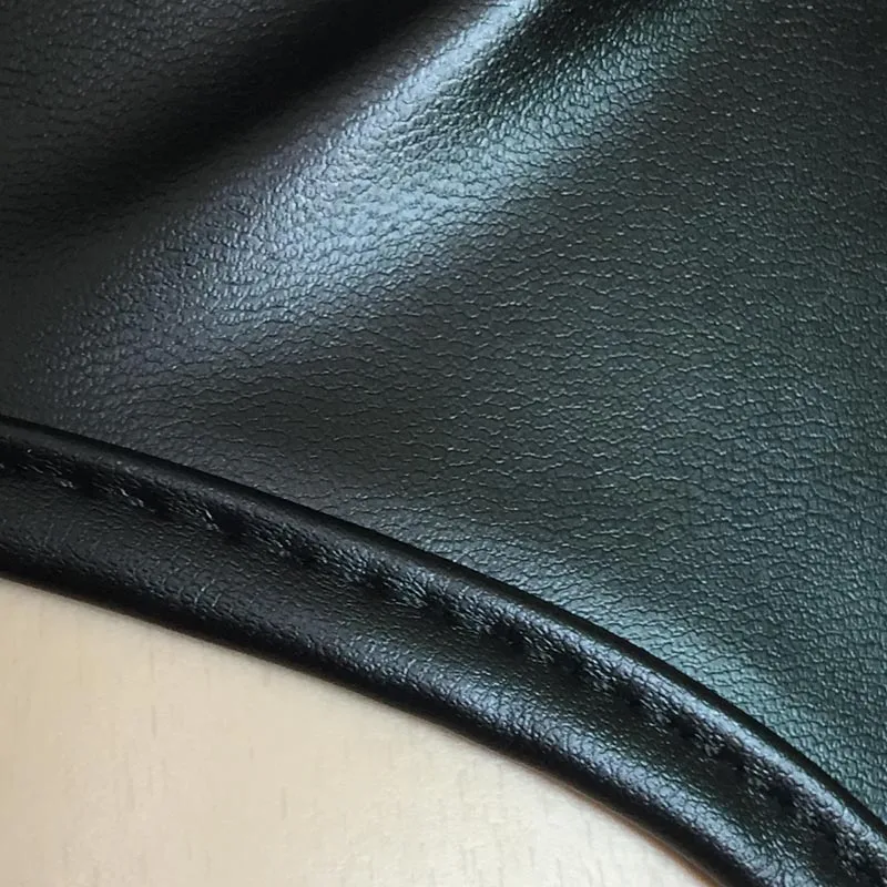 Mistress Fetish Costume PU Leather Open Butt Catsuit Halter Neck Corset Back Body Harness Mini Dress