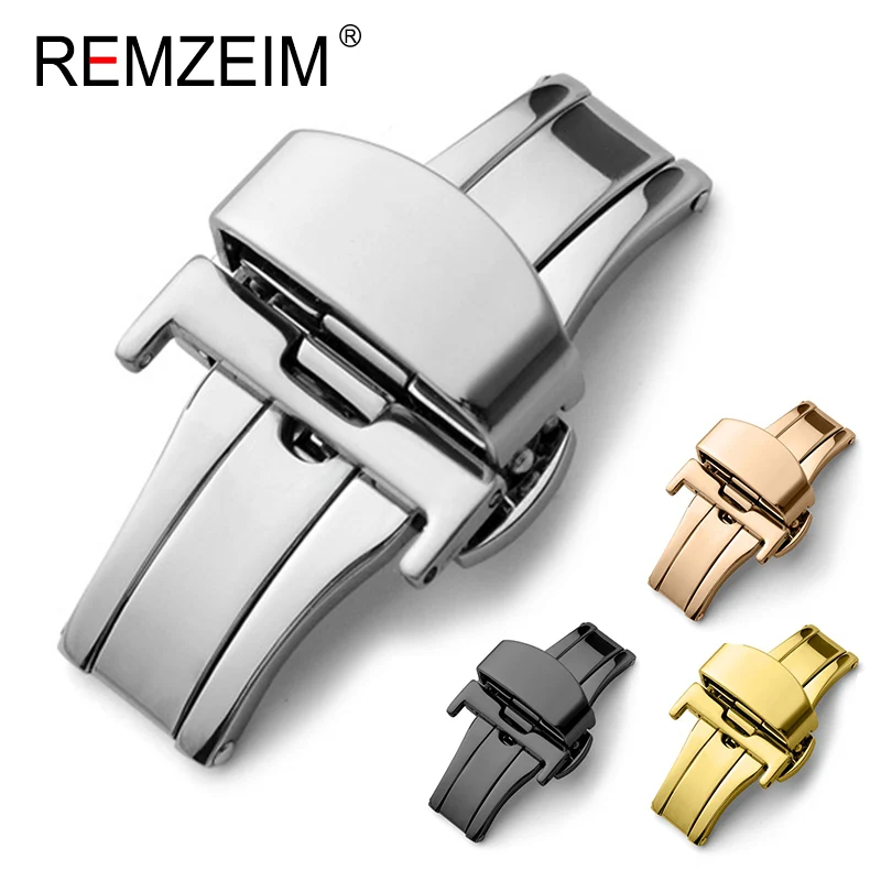 Double Click Butterfly Automatic Buckle Push Button Fold Clasp 16mm 18mm 20mm 22mm Watchband Buckles Watch Accessories