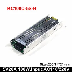 5V 20A 100W LED Scrolling Display Power Supply Support 100-265 VAC Slim PSU (35W 50W 75W Available)