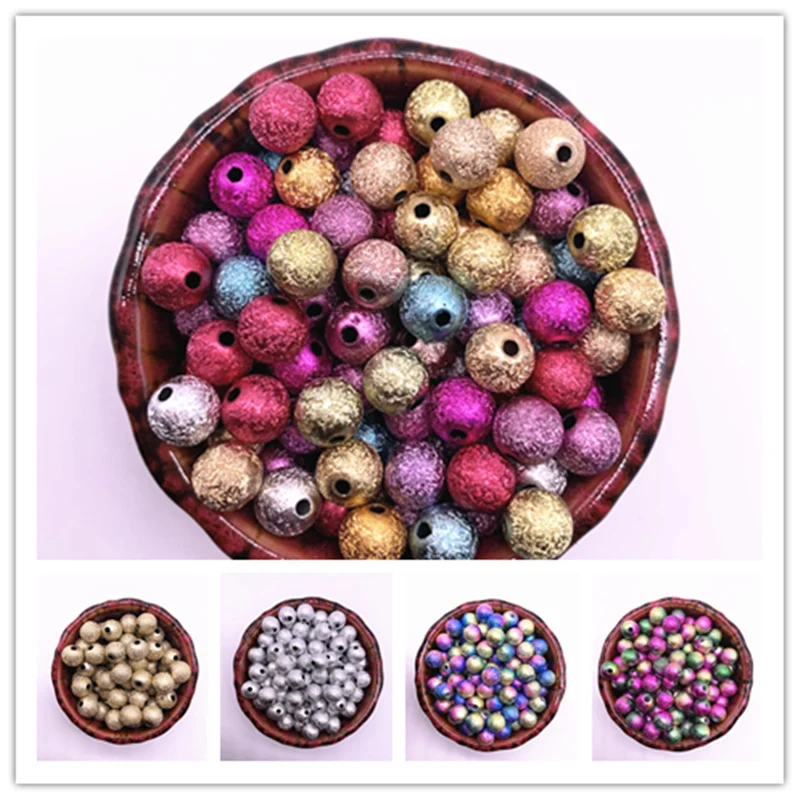 4/6/8/10/12mm Frosted Stardust Round Acrylic Beads Loose Spacer Beads for Jewelry Making DIY Bracelet Accessories #05