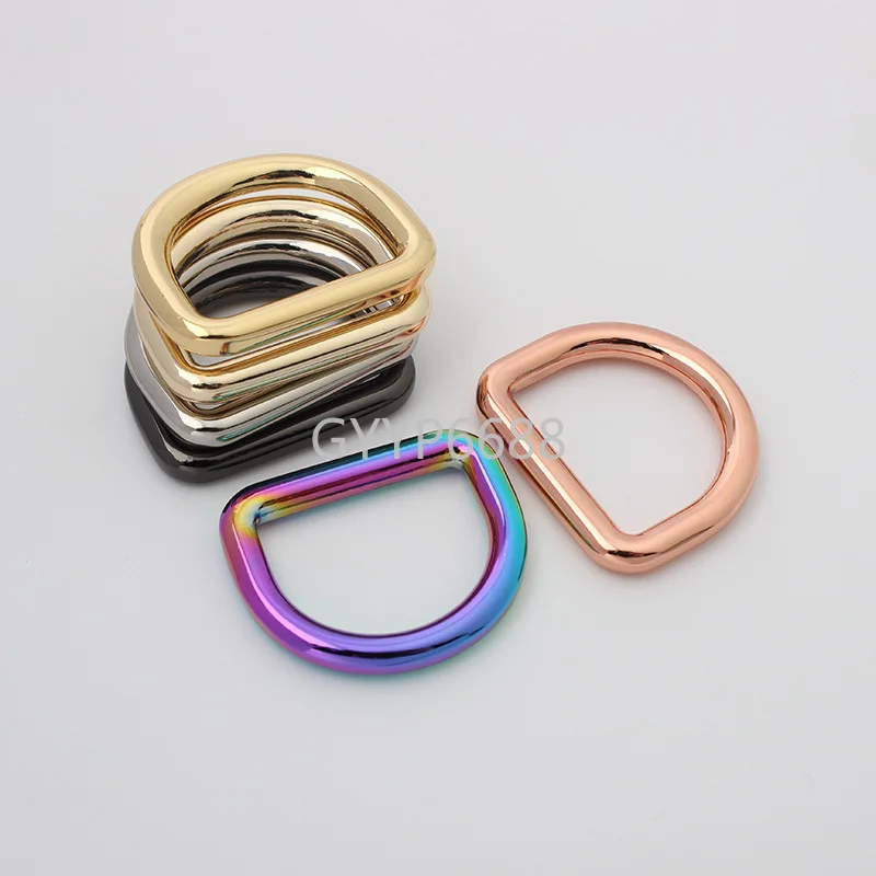 10-30-100pcs 7 colors 5.0*34*25mm 1\'\' inner rainbow rose gold closed d ring for chain purse backpack hardware