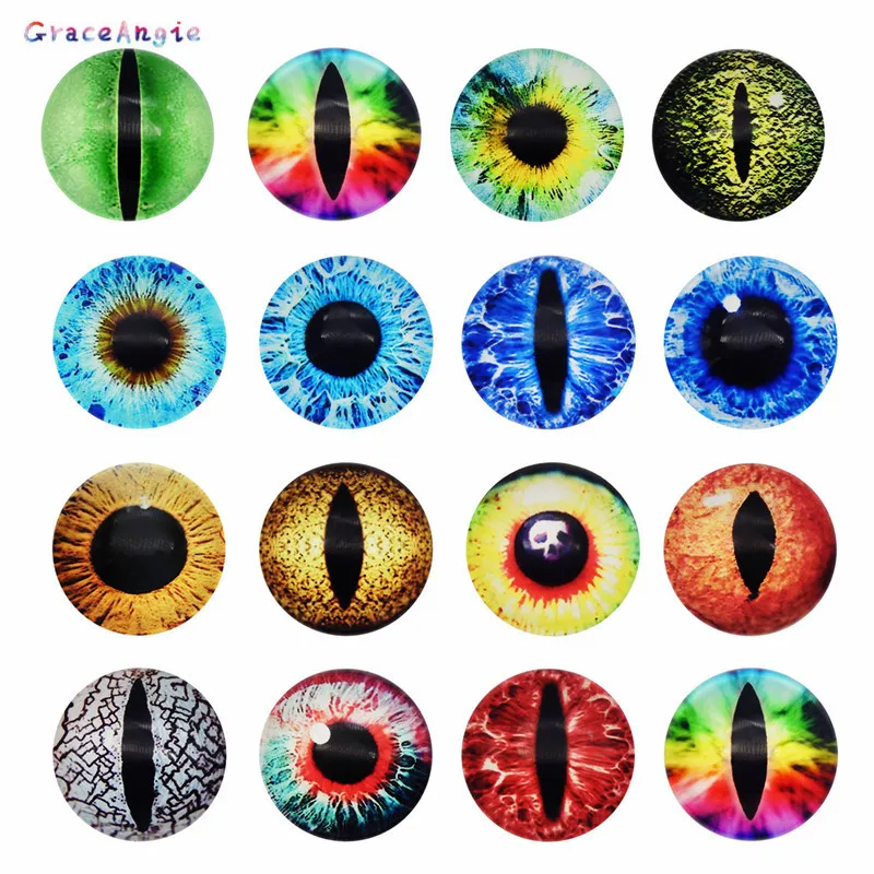 10-50 Stuks Glazen Ogen Cabochons Ronde 6Mm-30Mm Ronde Dome Dragon Eye Dier Eye Voor craf Diy Sieraden Accessoire Mix Leerling Eye Cameo