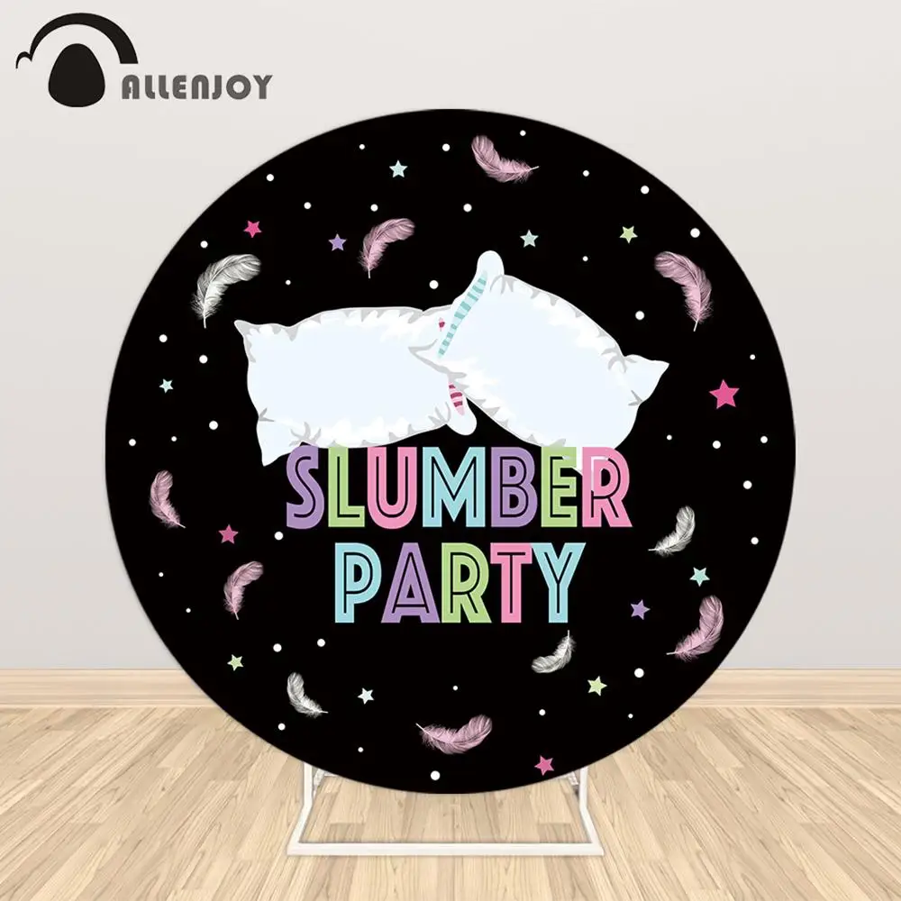 Allenjoy Slumber Party Round Circle Backdrop Covers Background Baby Shower Birthday Party Home Photozone Wallpaper Decor