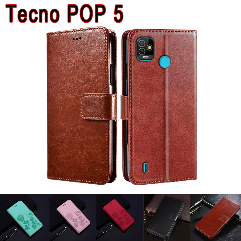 

POP 5 Book Leather Phone Case For Tecno POP 5 Cover Flip Wallet Stand Magnetic Card Etui On For Tecno POP5 Case Coque Funda Bag