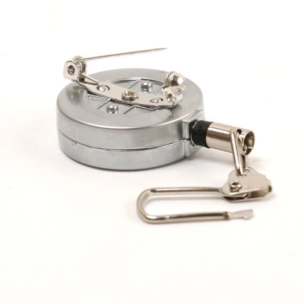 Pin-on Retractor Zinger Gear Stopper do wędkowania Podróże Piesze wycieczki Narzędzia wędkarskie - srebrny