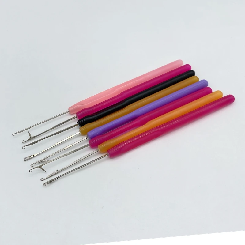20 pcs Crochet Hook Threader plastic loop pulling needle  micro rings hair extension tools