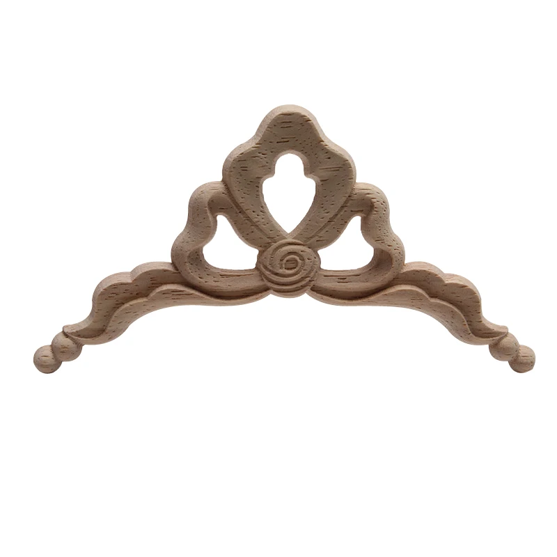Wood Applique Wood Decal Onlay  Wood Figurines Ornamental European Long Large Leaves Rose Rubber Wood  Corner Doors Cabinet NEW