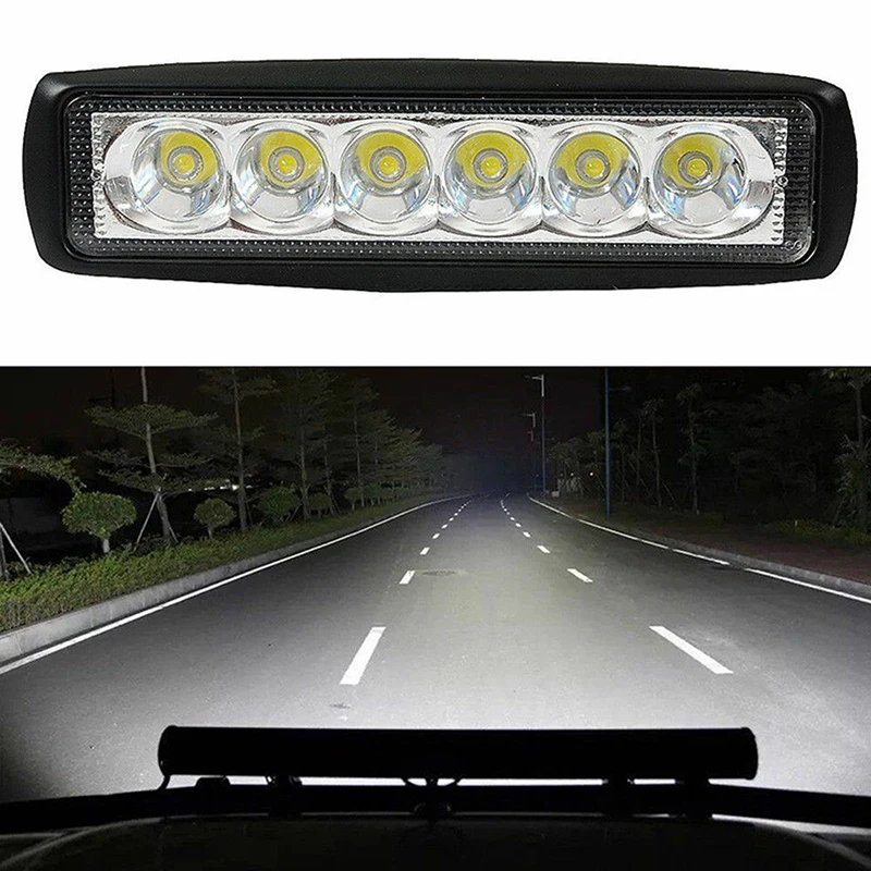 

1PC 6 inch LED strip light off-road spotlight 18W Barre Led work light beam auto parts truck SUV 12V