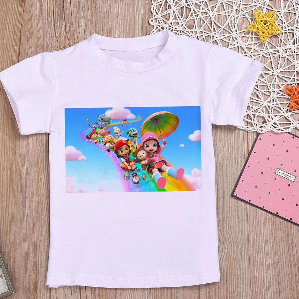 Kids T-shirt For Girls Toddler Infant Boys Summer Cartoons Clothes Short Sleeve Tops Tees Fashion Rainbow Kingdom White T Shirts