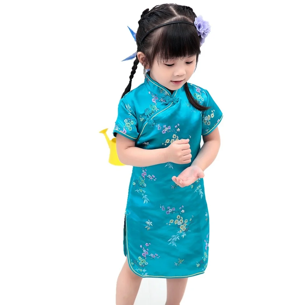 2019 Floral Baby Qipao Girl summer Dresses Kid Chinese Style chi-pao cheongsam New Year gift Children's Clothes