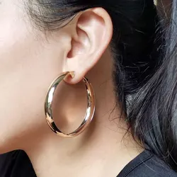 Top Quality Korean Big Smooth Mirror Hoop Earrings Ear Rings Large Circle Round Earring Huggies Earing Party Luxury Jewelry