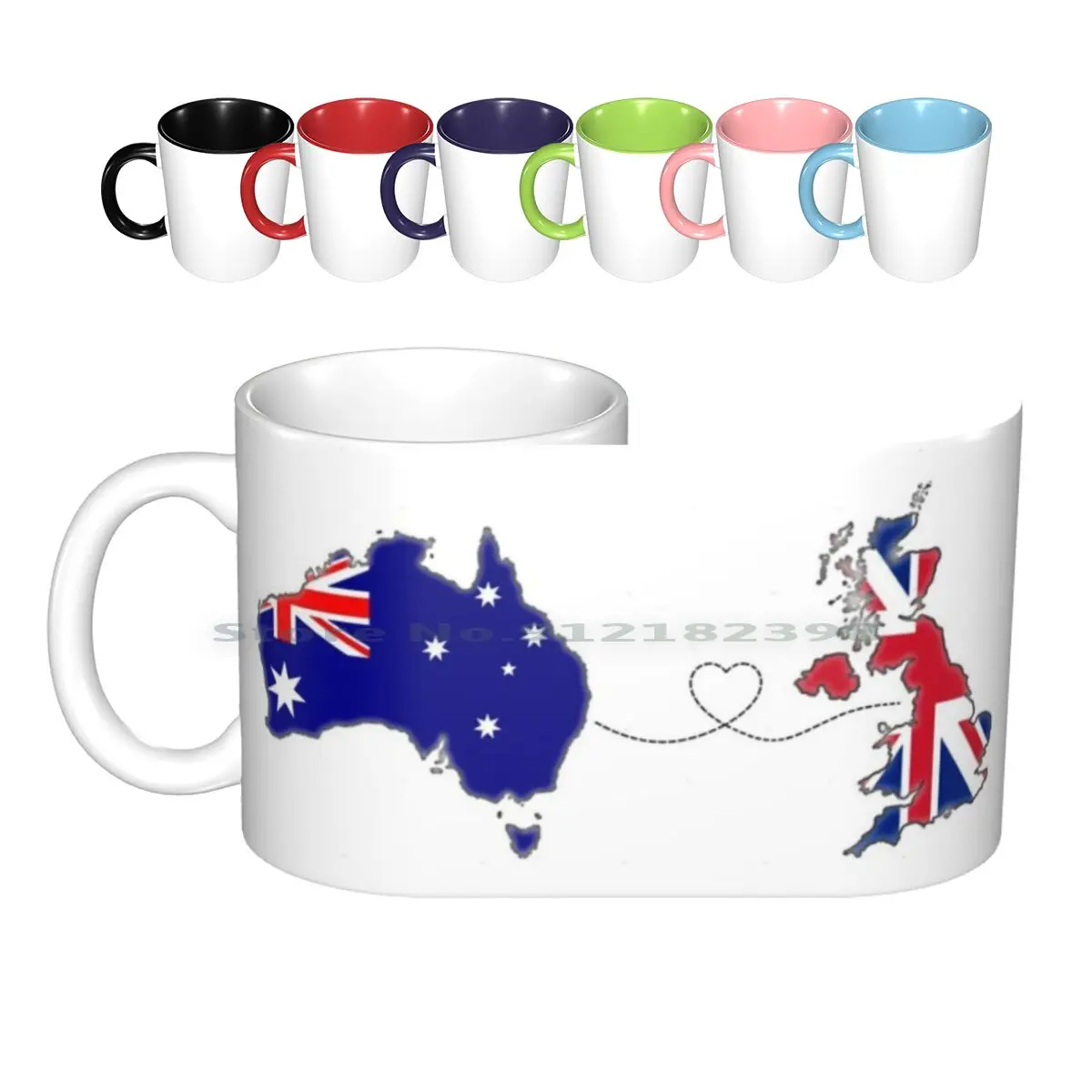 Australia-Uk | Long Distance Love Ceramic Mugs Coffee Cups Milk Tea Mug Love Ldr Long Distance Flag Anniversary International