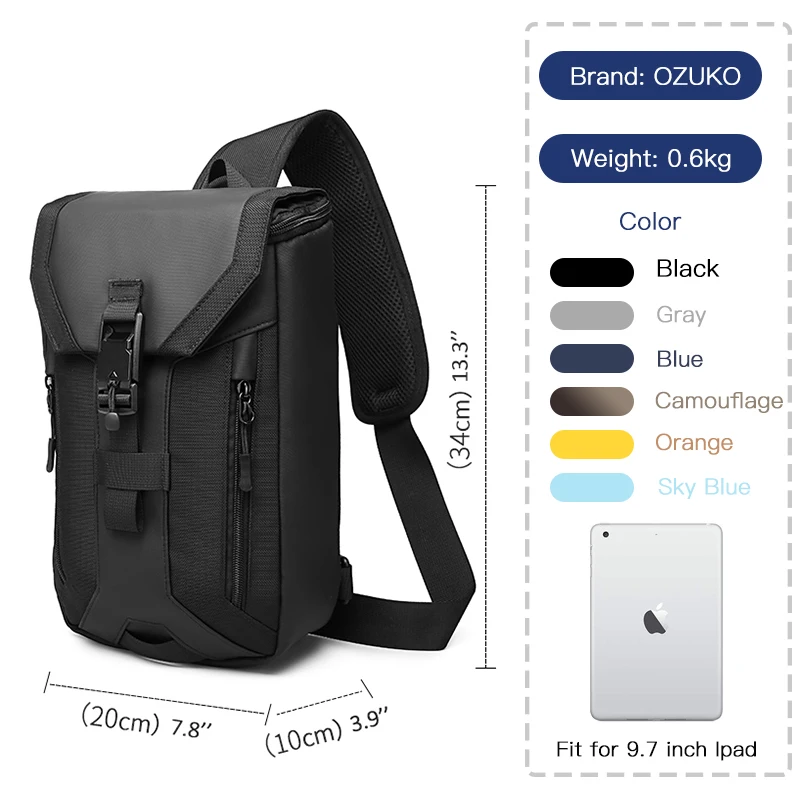 OZUKO New Men Bag Multi-layer Crossbody Bag High Quality Waterproof Shoulder Bag Male Messenger Bag for Teenagers Men Sling Bags