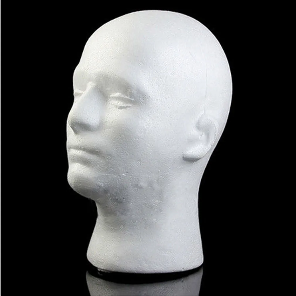 New Male White Polystyrene Styrofoam Foam Head Model Stand Wig Hair Hat Headset Mannequin Head Display Stand Rack