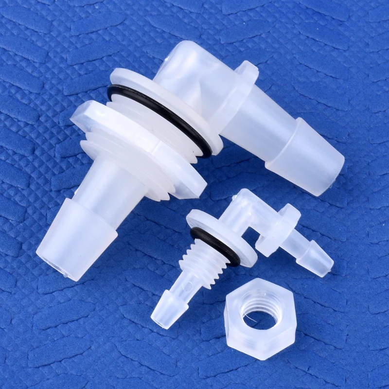 5~200pcs M6~G1/2 To 2.4-11.1mm PP Pagoda Elbow Connectors With Nut O-Ring Irrigation Aquarium Tank Go Through Plate Hose Joints