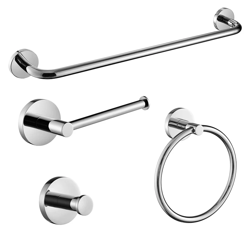 Polished Bathroom Hardware Set Toilet Tissue Paper Holder Towel Ring Robe Hook Towel Bar Stainless Steel Bathroom Accessories