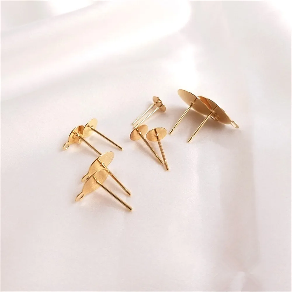 14K Gold Color Plated Pinto earpin with hanging ring Diy earpin material adhesive pearl fitting tray earpin