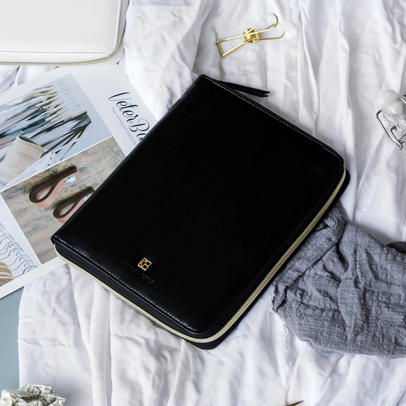 كينبور-دفتر ملاحظات A5 متعدد الوظائف ، دفتر ملاحظات جلدي ، حقيبة بسحاب ، حساب يدوي إبداعي ، A5