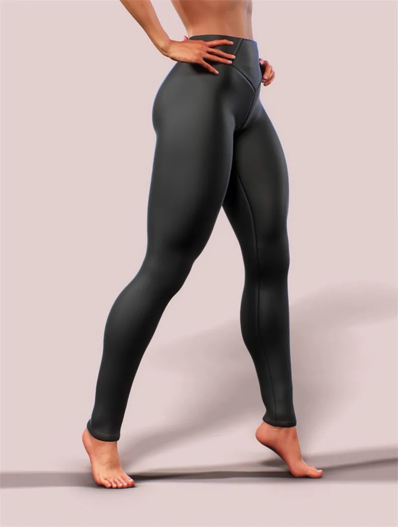 Women Fashion Casual Skinny Pants Shiny leather front and back V-waist leggings Leather trousers