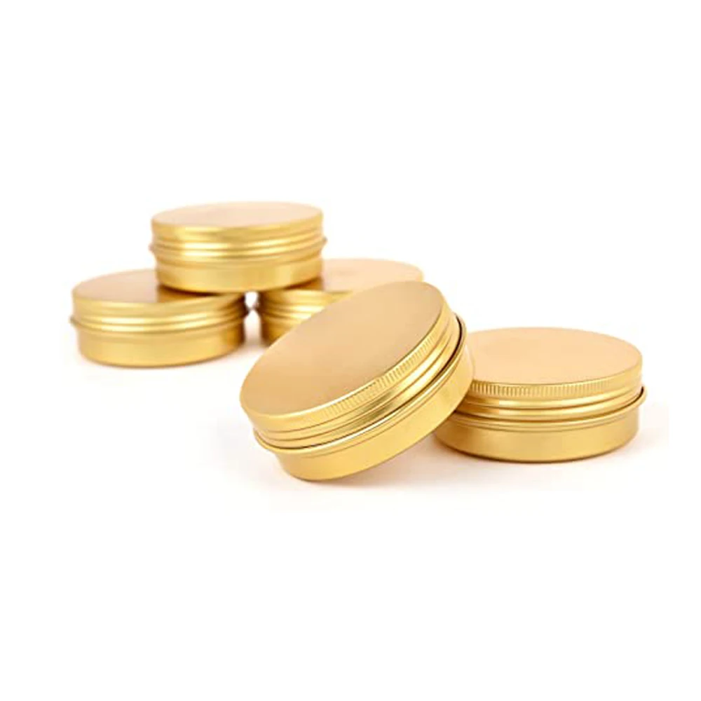 50Pcs Gold Aluminum Tin Cans Screw Top Cosmetic Sample Containers Empty Travel Candle Jars Round Steel Box with Lids Wholesale